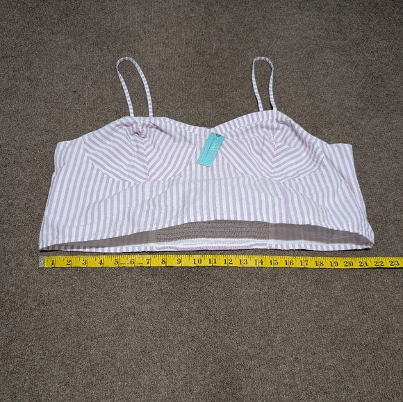 Anthropologie Plus Bustier Striped Smocked Crop Top Y2K Spaghetti Straps 2X - Picture 12 of 12